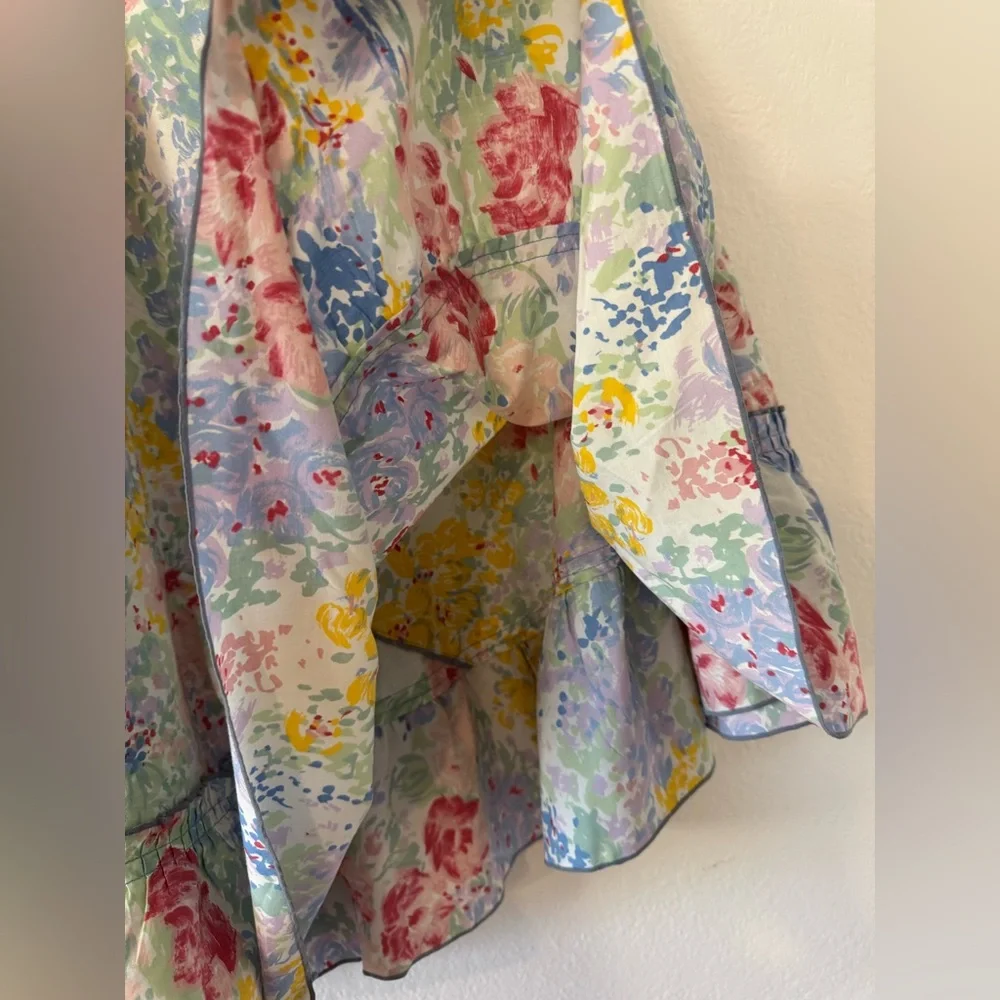 Vintage Floral Tablecloth With Ruffled Edge